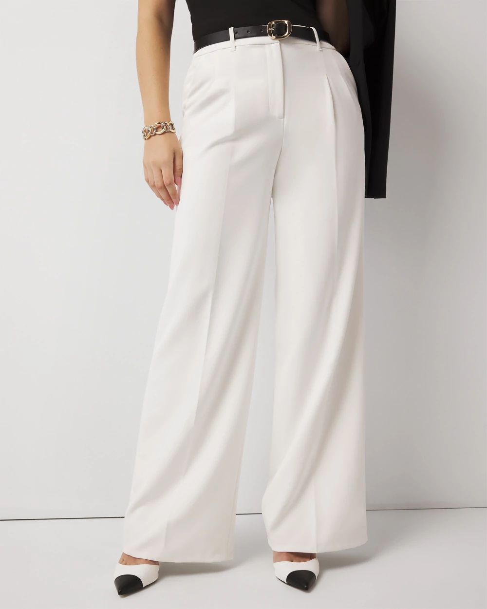 Elegant Pleated Wide Leg Pants White